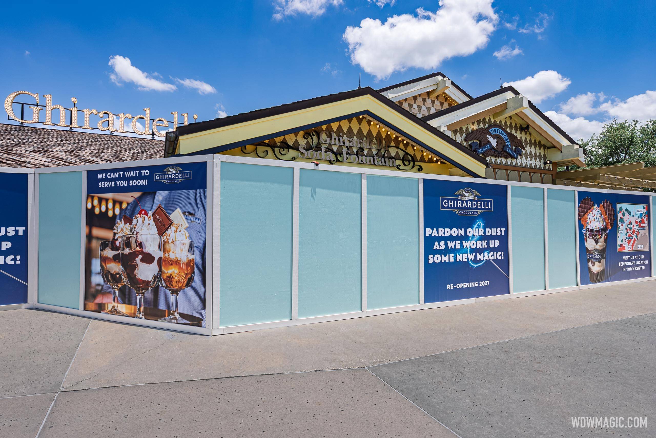 Construction Walls Up at Ghirardelli's Original Disney Springs Marketplace Location