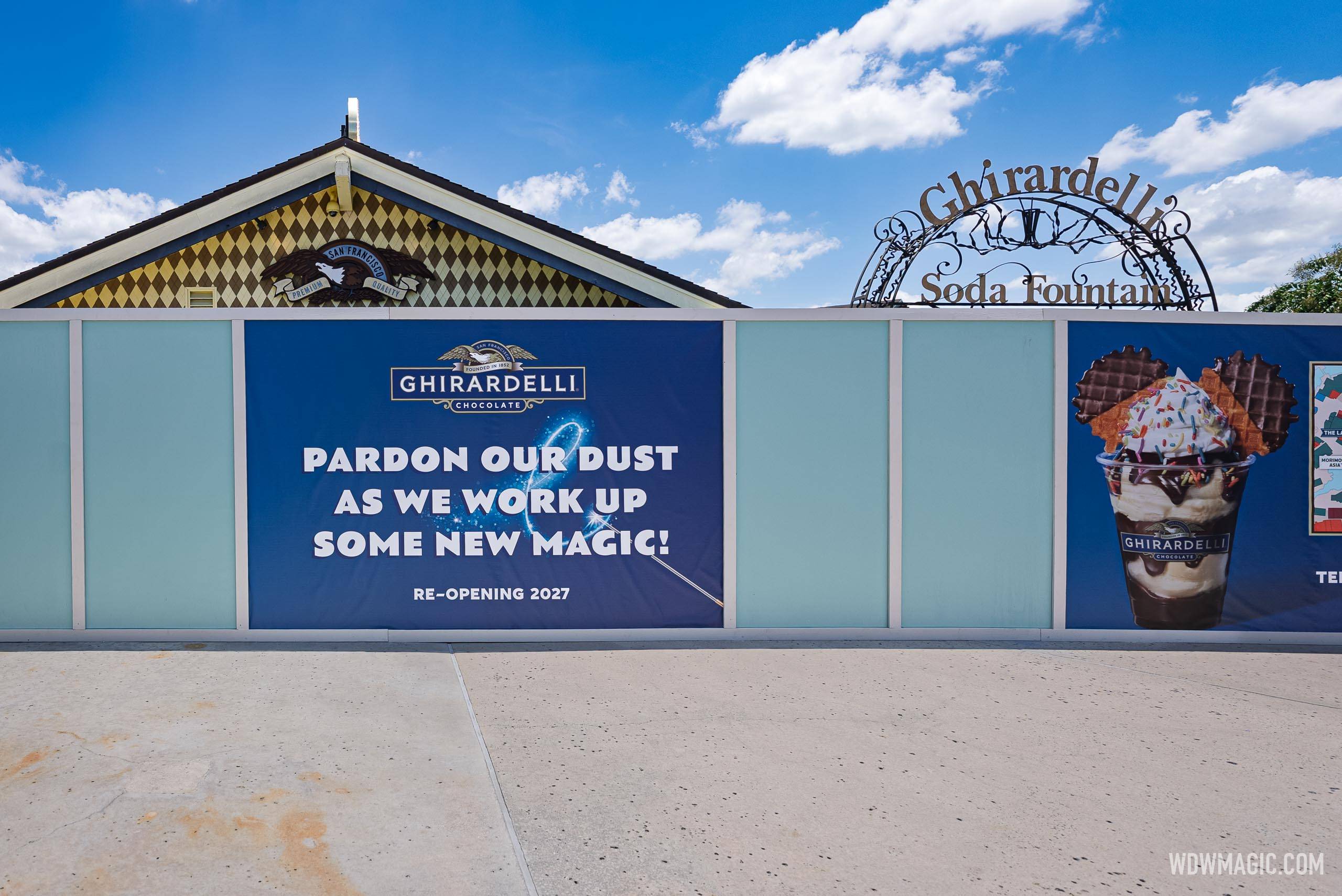 Construction Walls Up at Ghirardelli's Original Disney Springs Marketplace Location