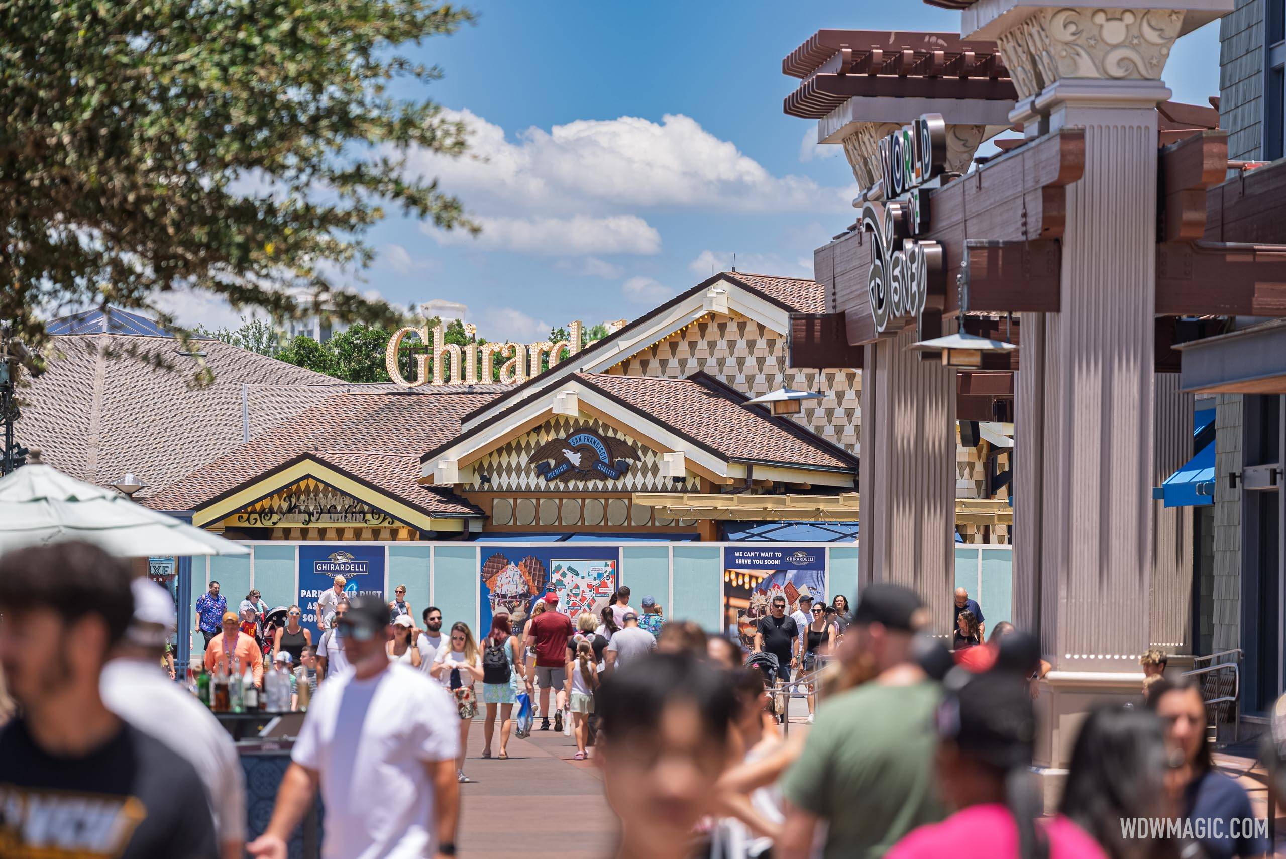 Construction Walls Up at Ghirardelli's Original Disney Springs Marketplace Location
