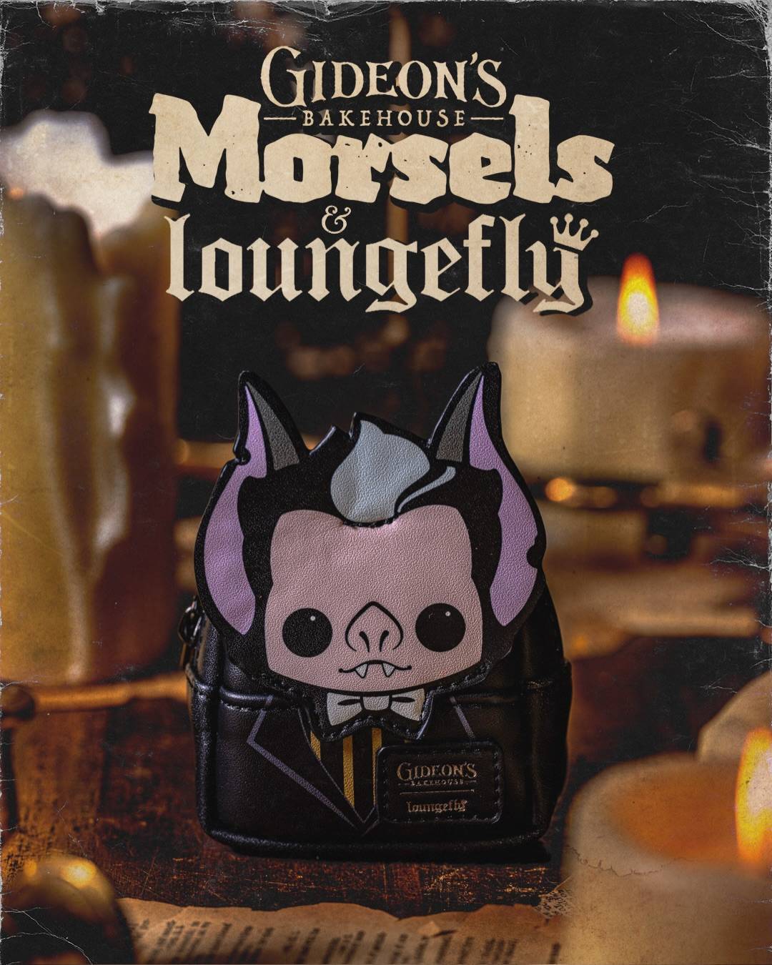 Gideon's Bakehouse Morsels and Loungefly mini backpack, part of the Spookhouse 10th anniversary collection
