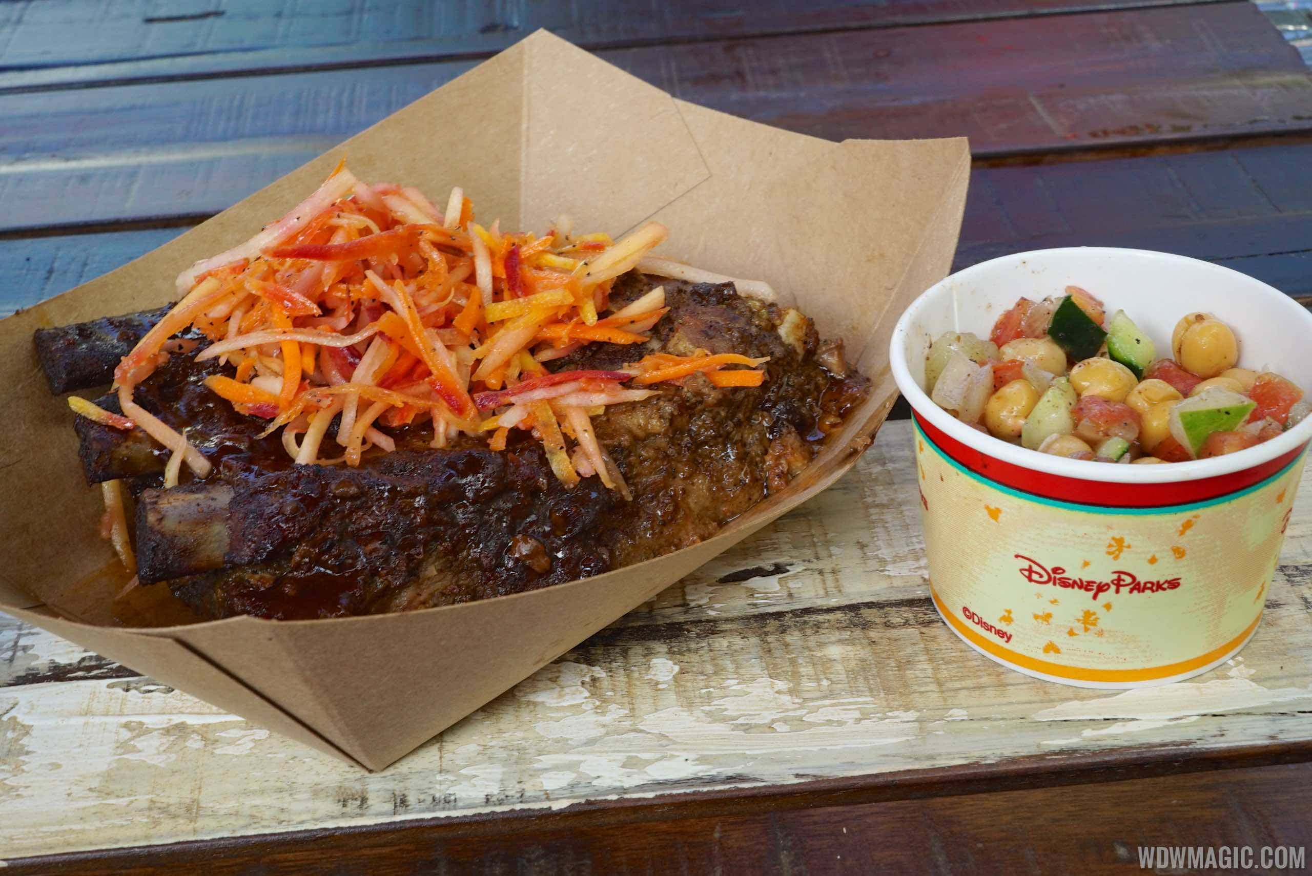 Harambe Market Food - Spice-rubbed Karubi Ribs with green papaya-carrot slaw and a chickpea cucumber and tomato salad $13.39