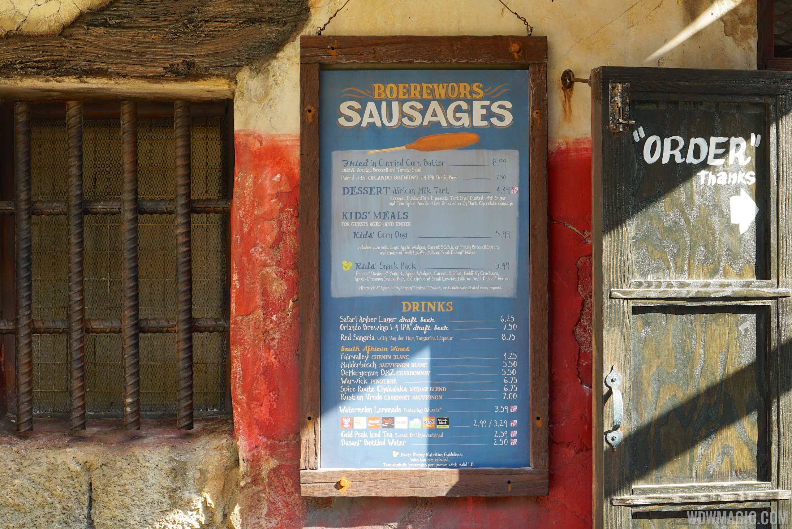 Harambe Market menu - Boerewors Famous Sausages