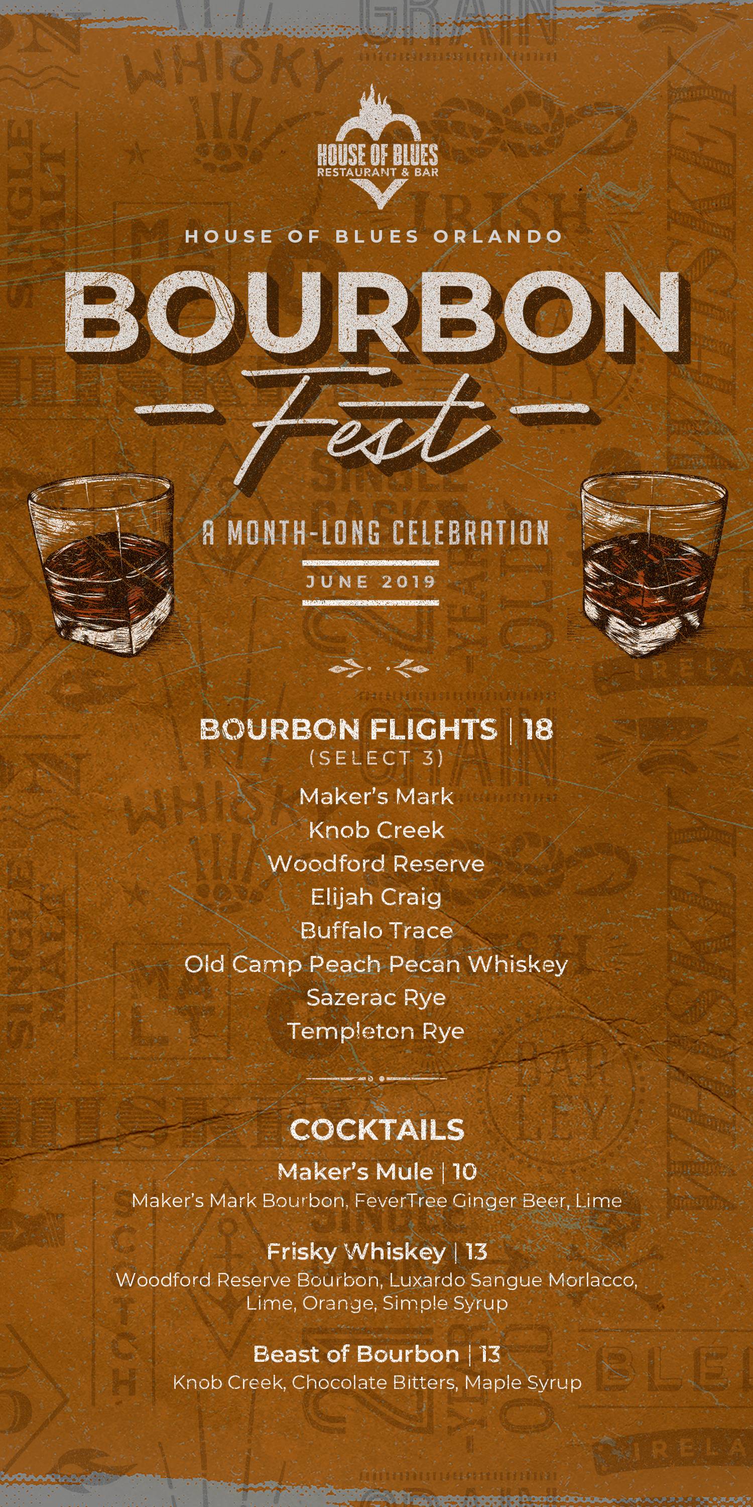 House of Blues celebrating all things bourbon throughout June at Disney Springs