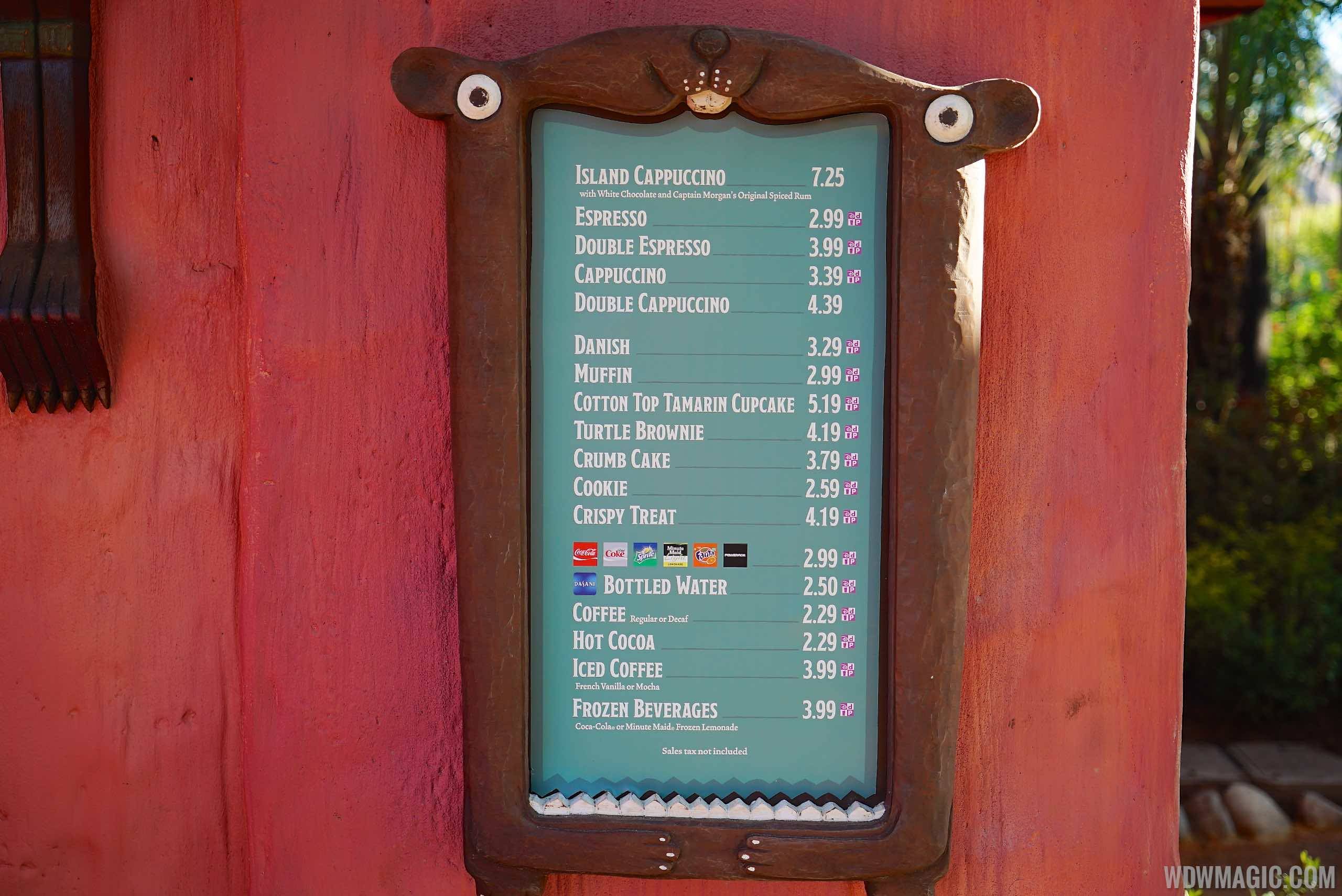 Isle of Java coffee kiosk menu