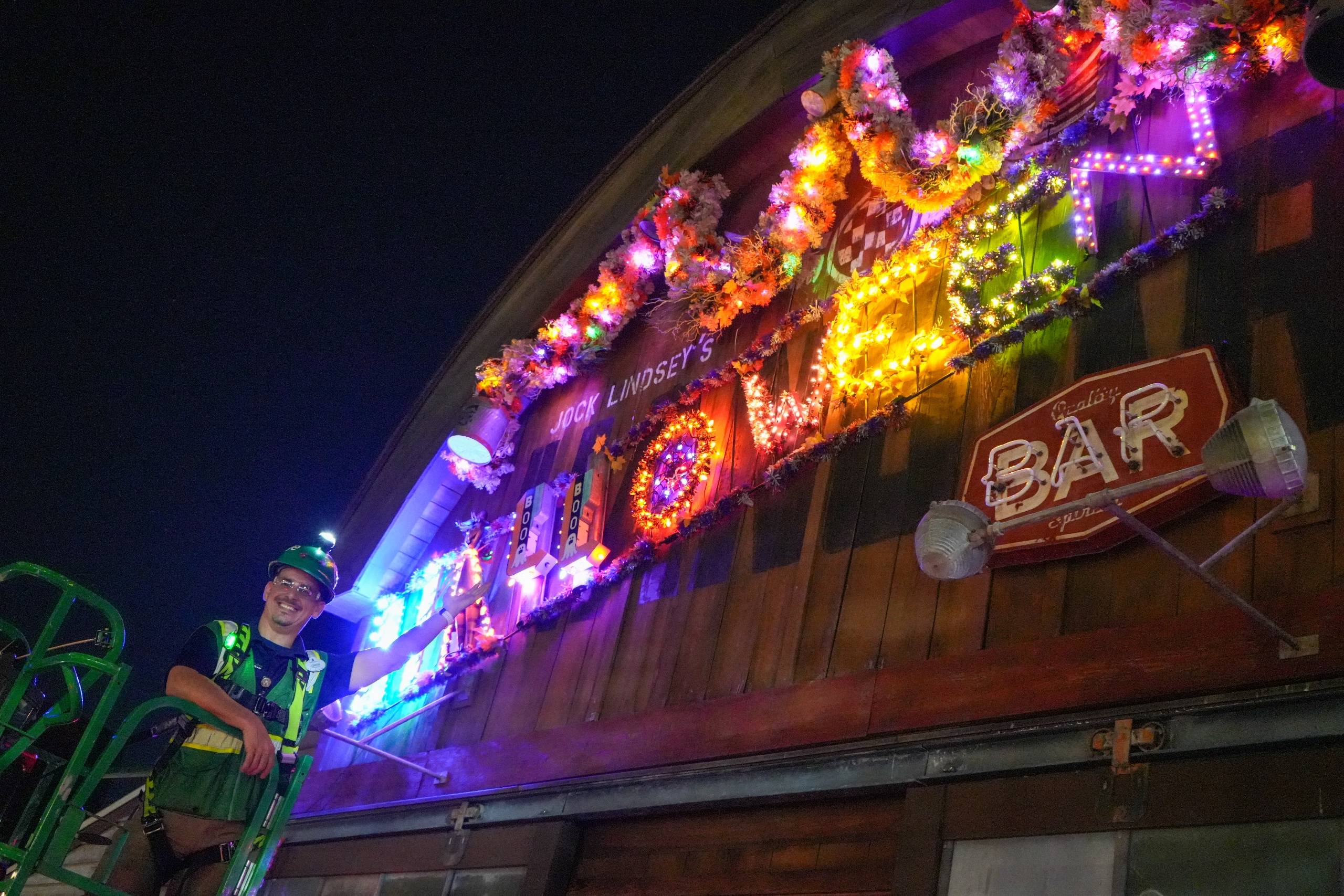 Installing The Halloween Sign at Jock Lindsey's Hangar Bar