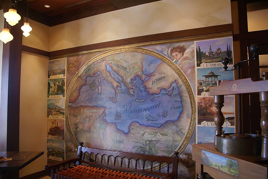 Mediterranean art is found on the walls of the lobby