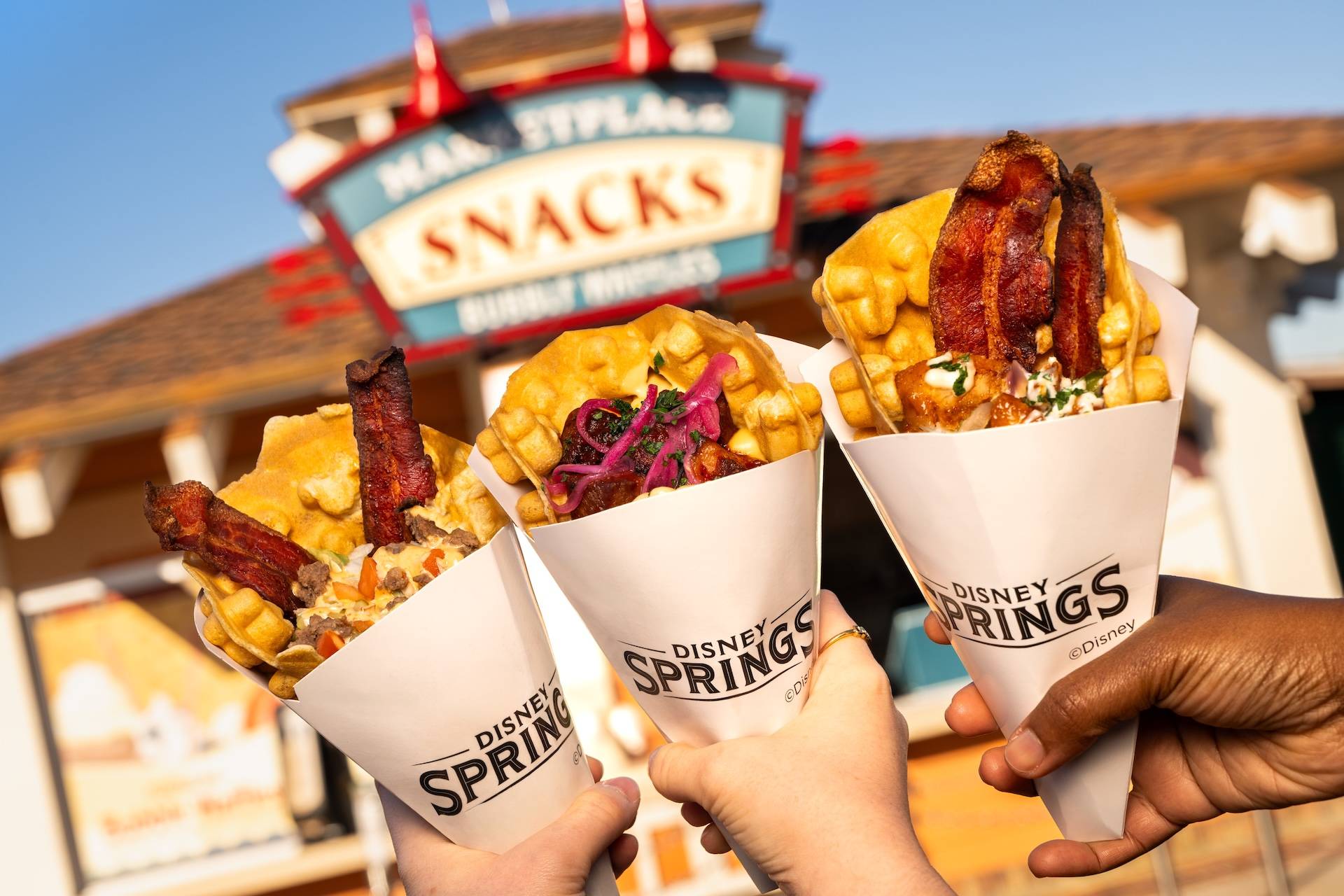 Disney Springs Marketplace Snacks Adds Three Savory Loaded Waffle Options