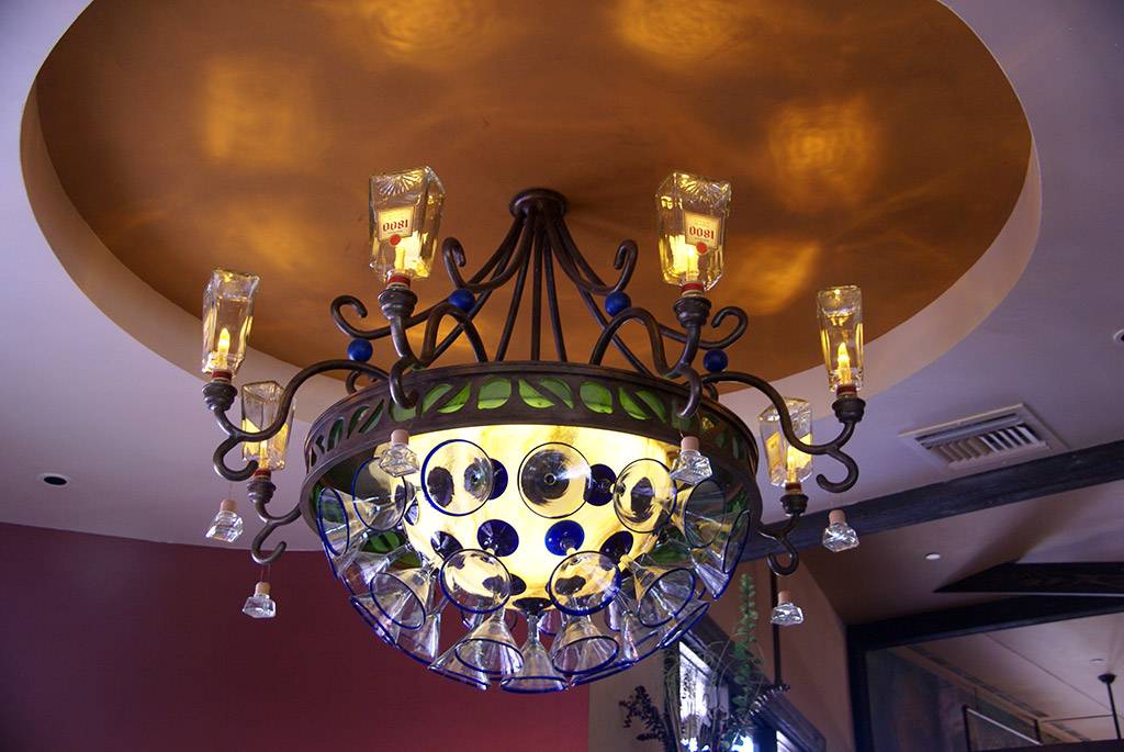 One of the elaborate tequilla themed light fixtures at the entrance area