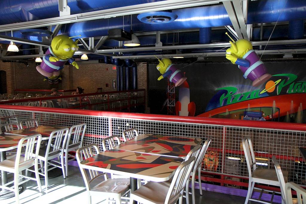 Pizza Planet dining areas and arcade