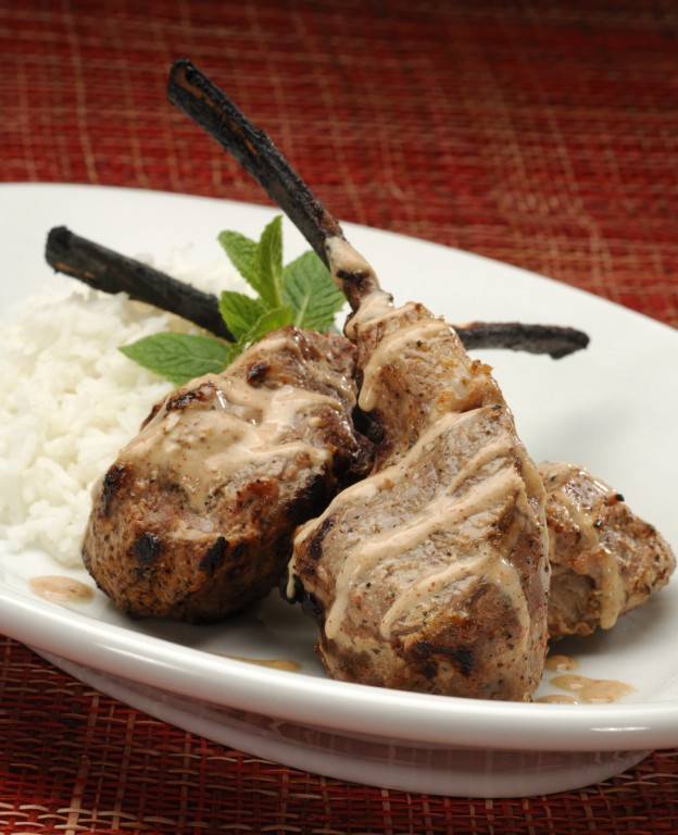 Tandoori Lamb Chops served with bsmati rice or seven-grain pilaf.