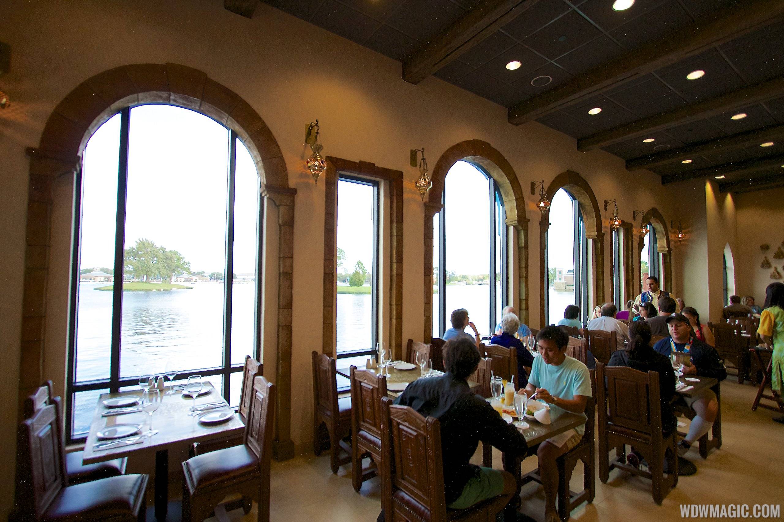 Spice Road Table - Indoor dining room overlooking World Showcase Lagoon