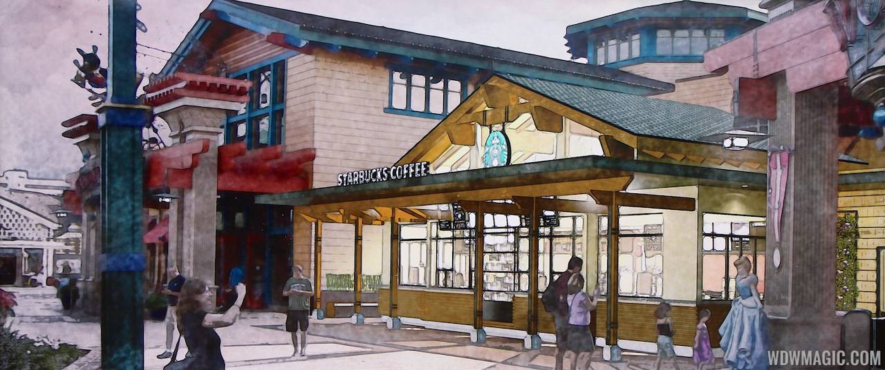 Starbucks Marketplace concept art and construction