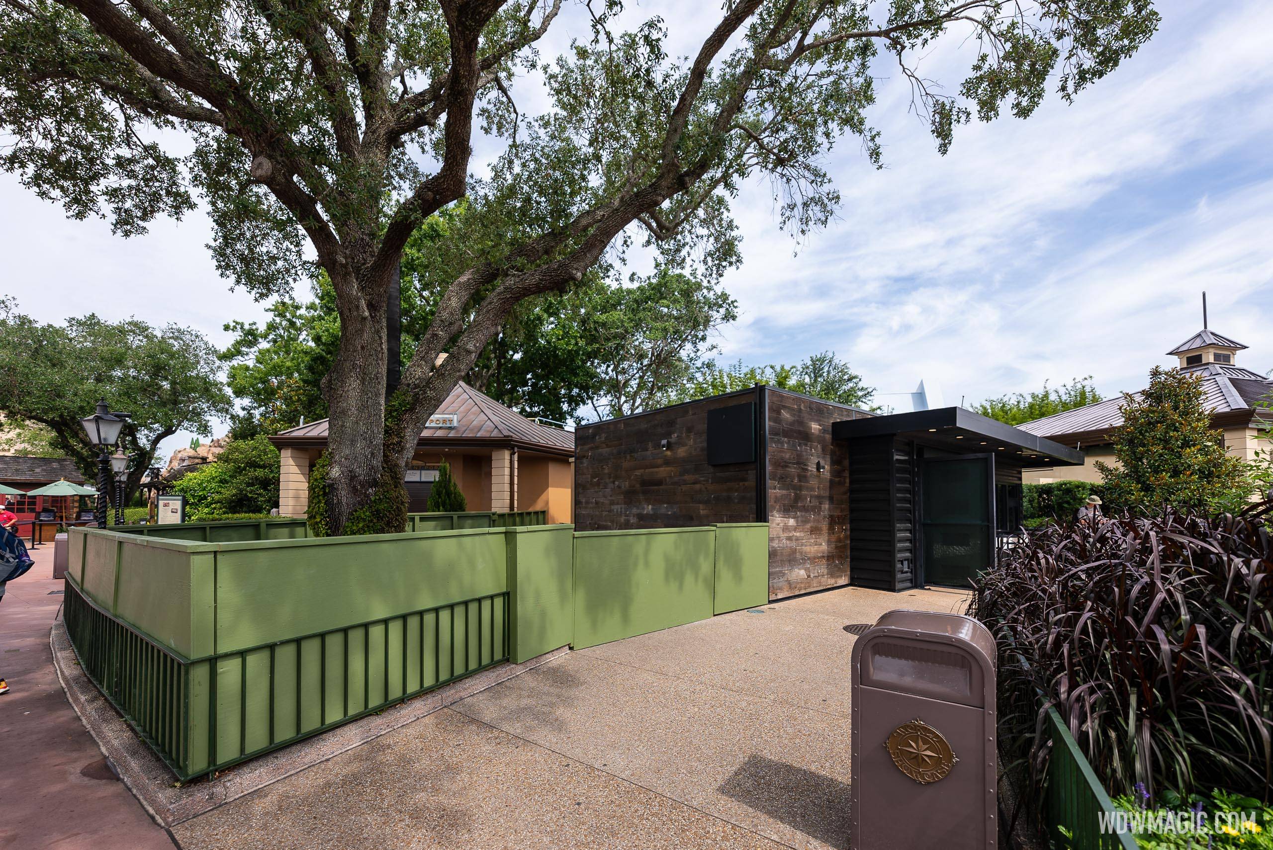 Construction walls up around the former Starbucks in EPCOT's World Showcase