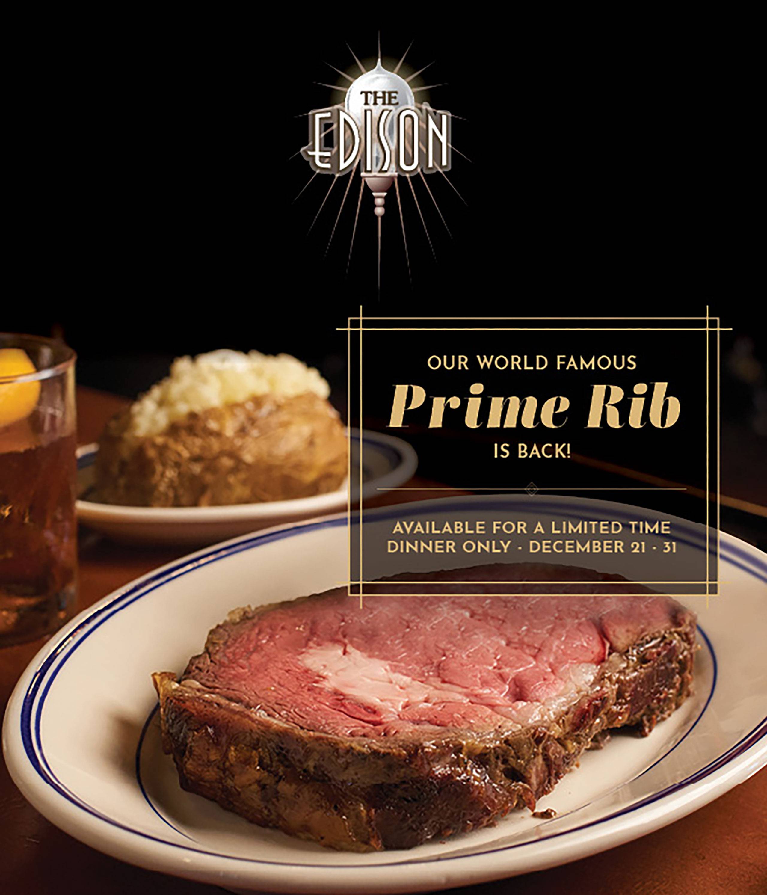 The Edison's famous Prime Rib makes a holiday comeback at Disney Springs