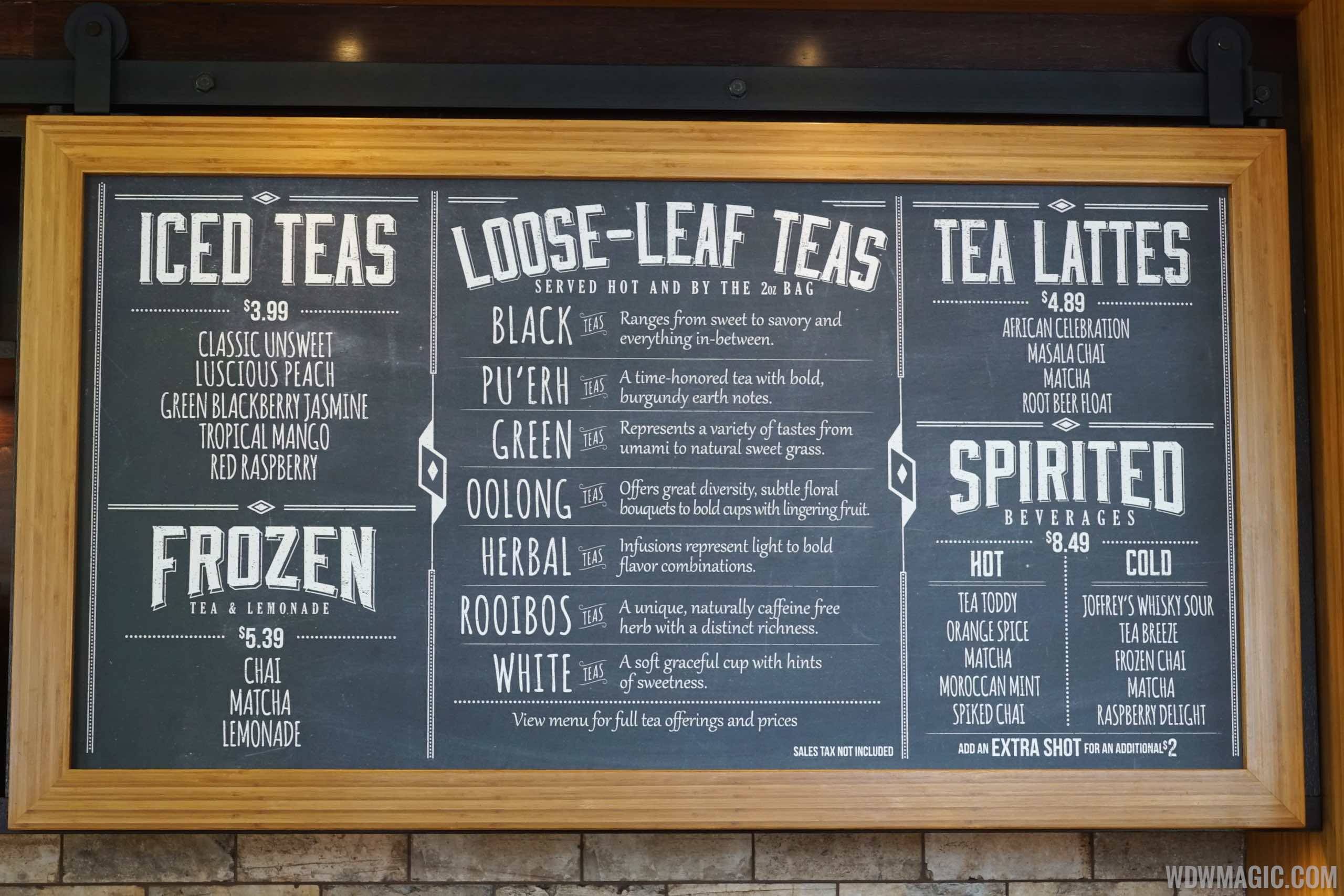 The Tea Traders Cafe - Menu board