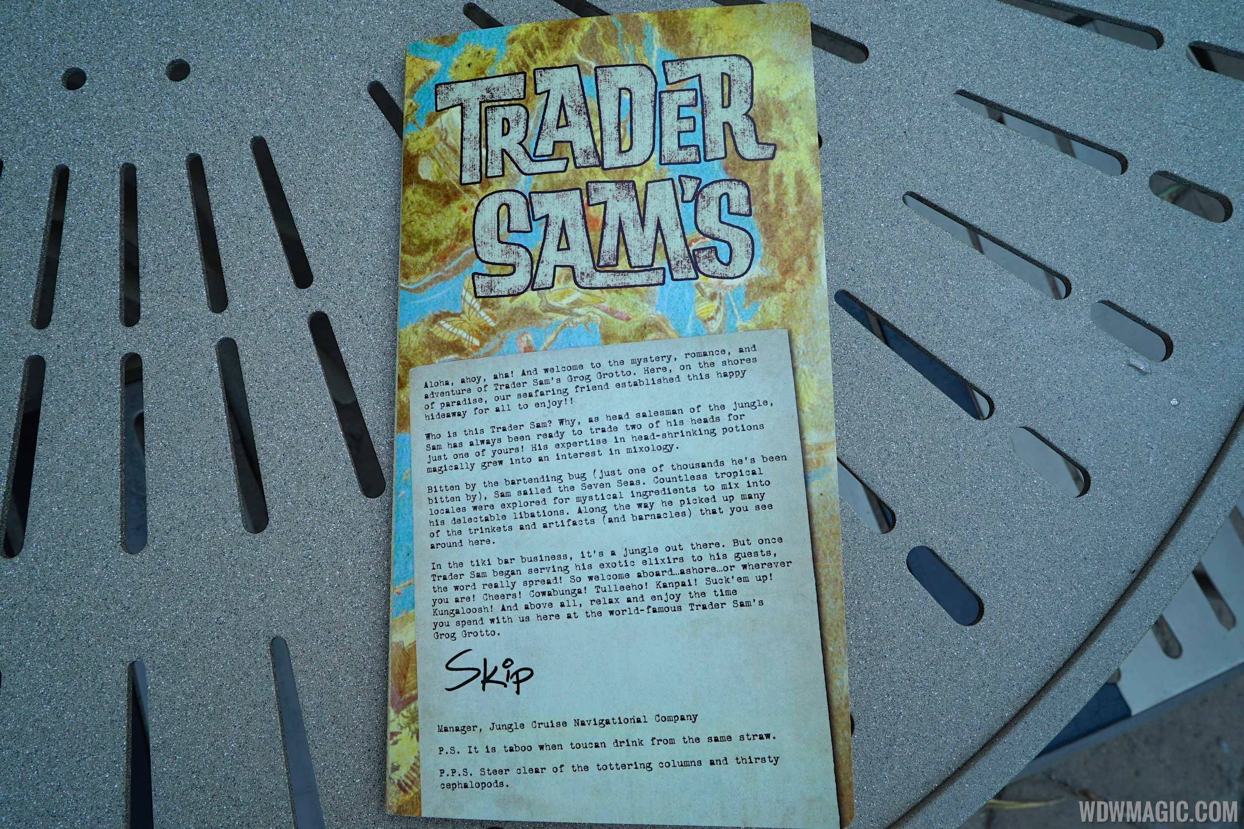 Trader Sam's Grog Grotto menu