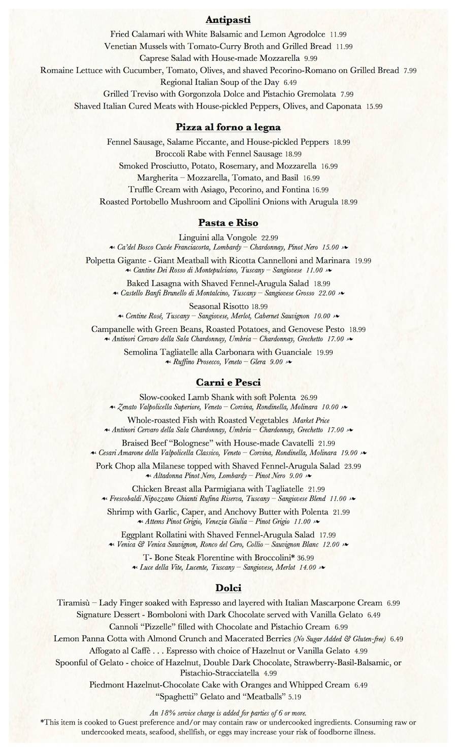 Breakfast menu now available for Trattoria al Forno - opening in December on the BoardWalk
