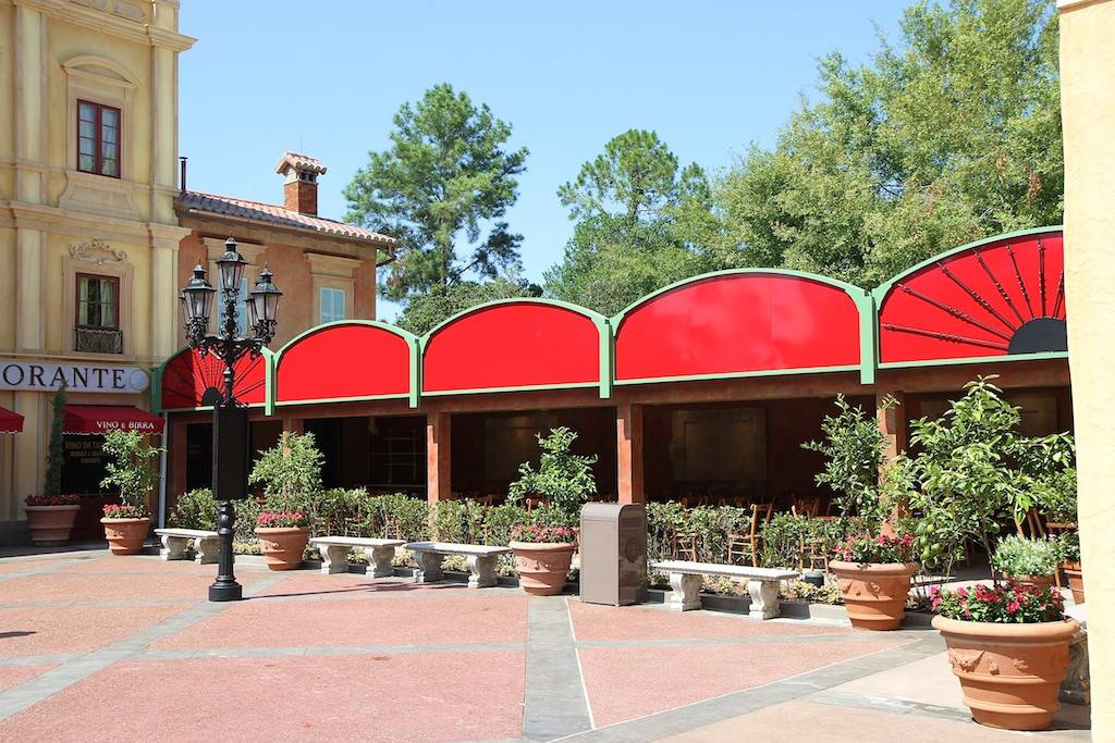 The covered outdoor seating area