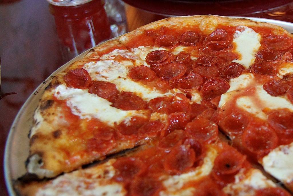 Pepperoni pizza inside the restaurant