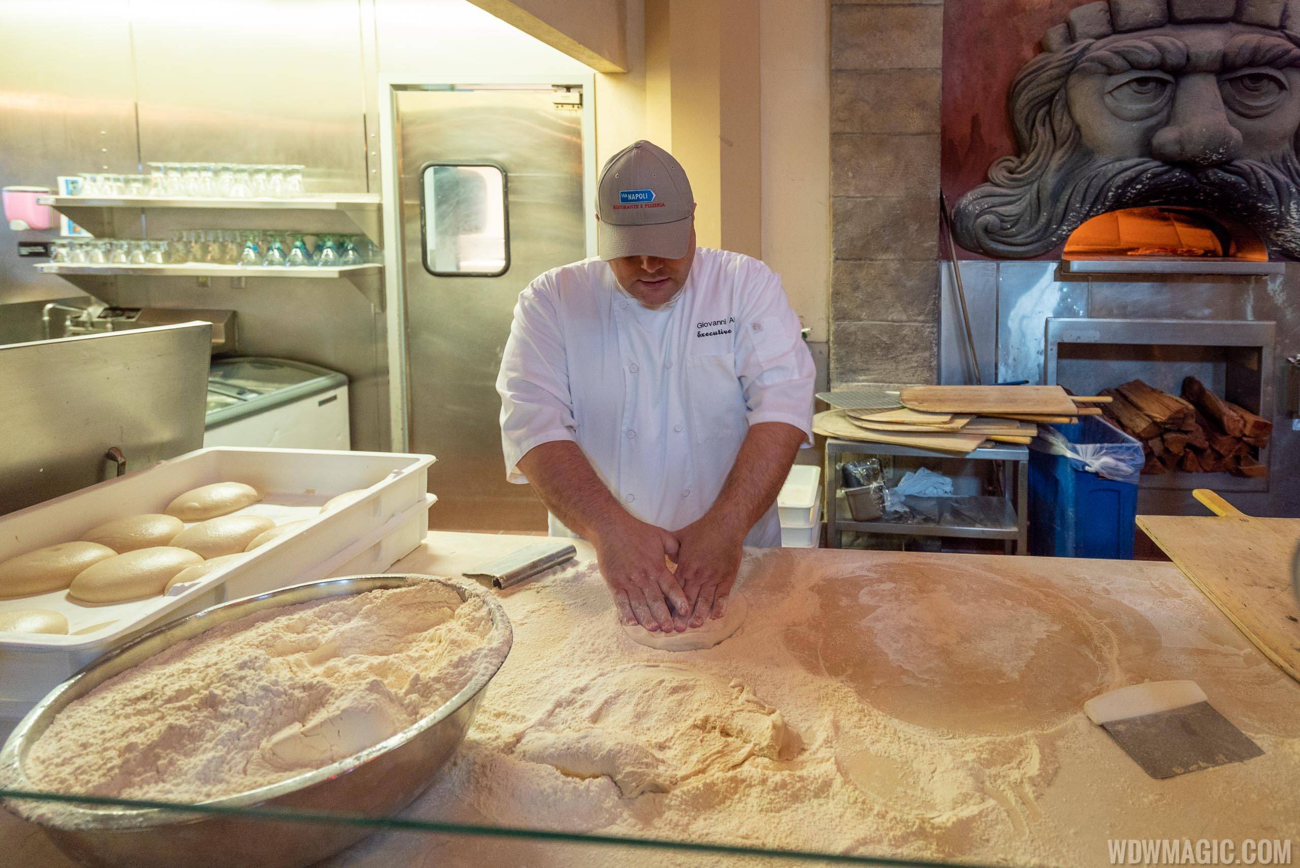 Via Napoli Executive Chef Giovanni Aletto begins the pizza making process