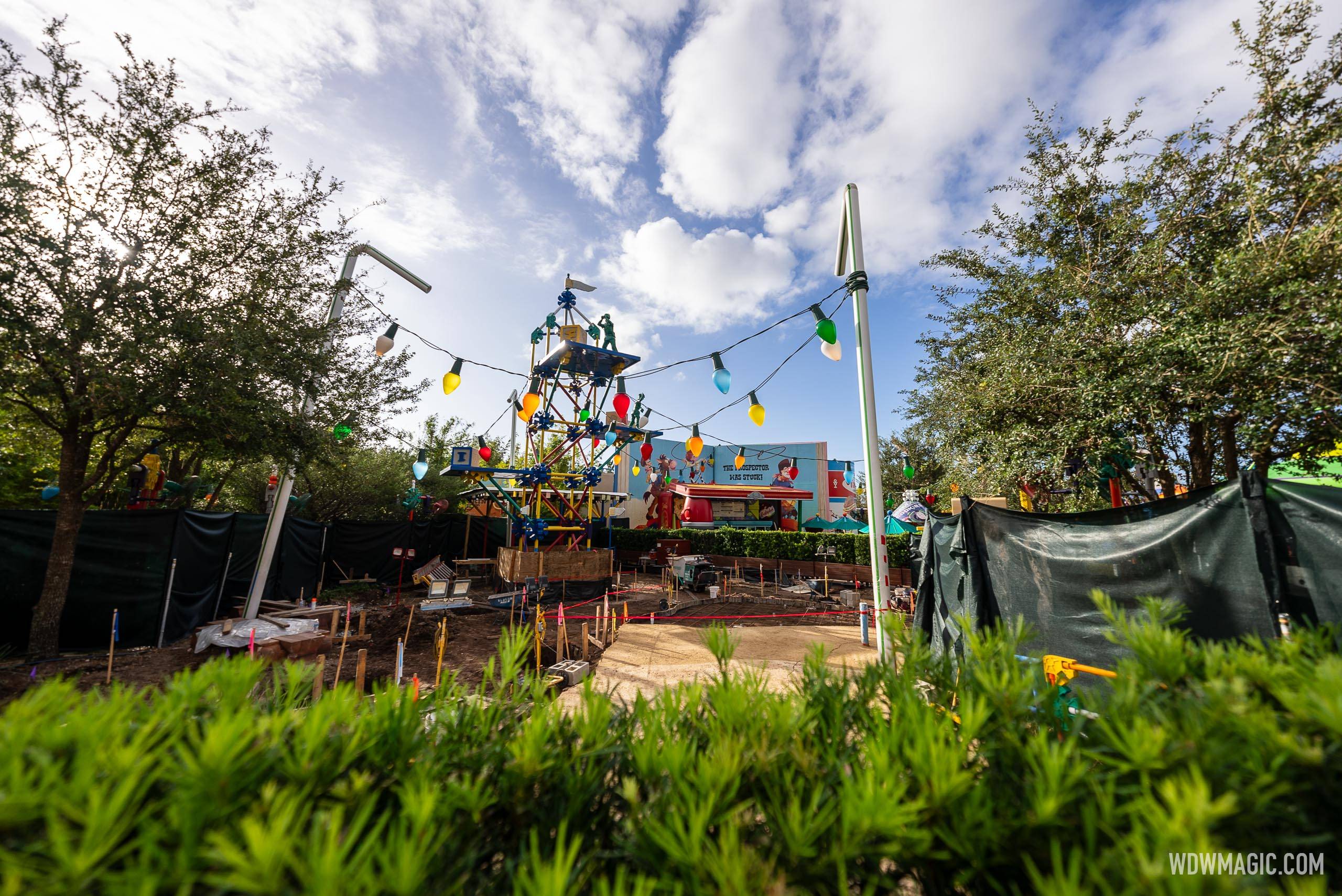 Woody's Lunch Box seating area construction - October 23, 2024