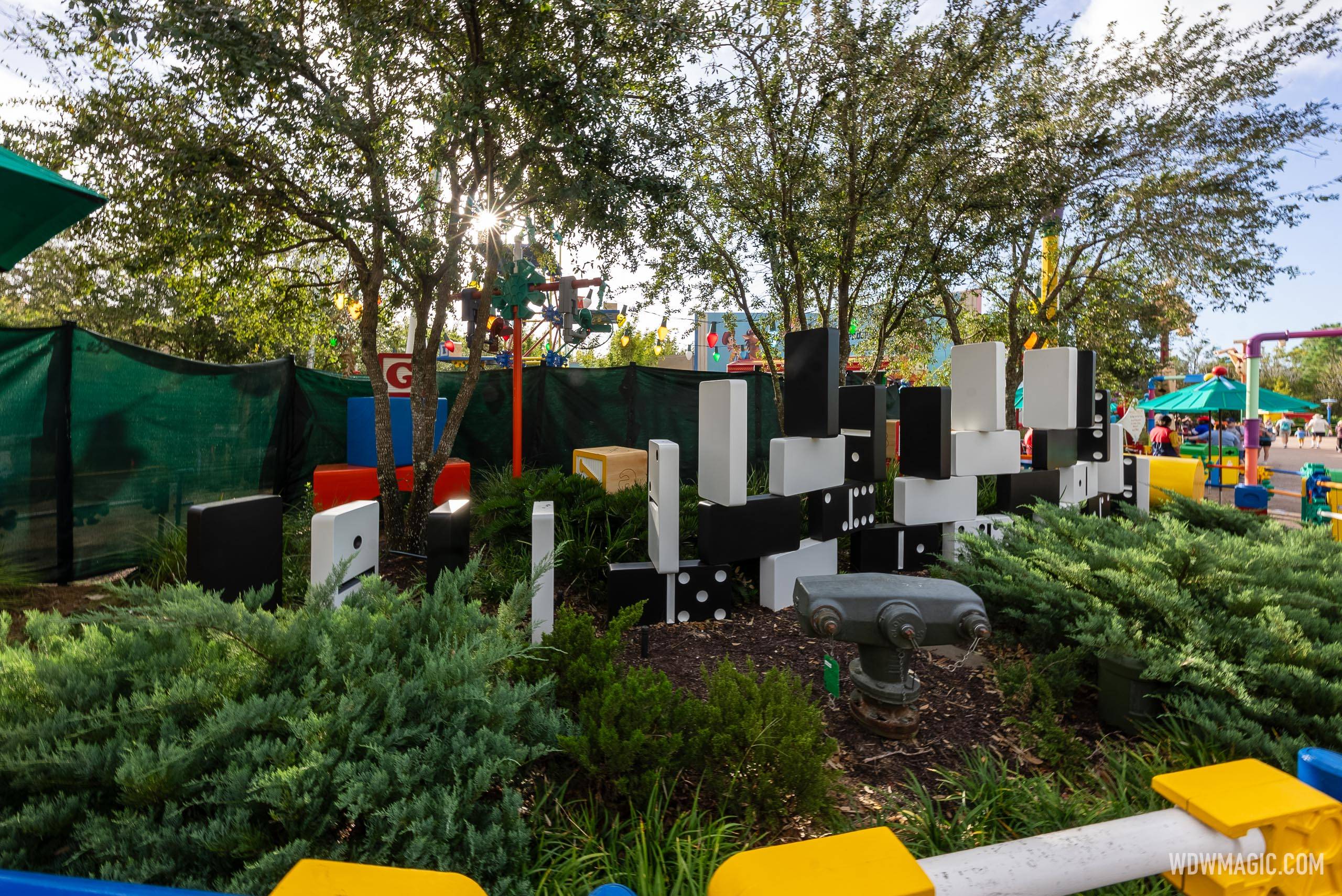 Woody's Lunch Box seating area construction - October 23, 2024