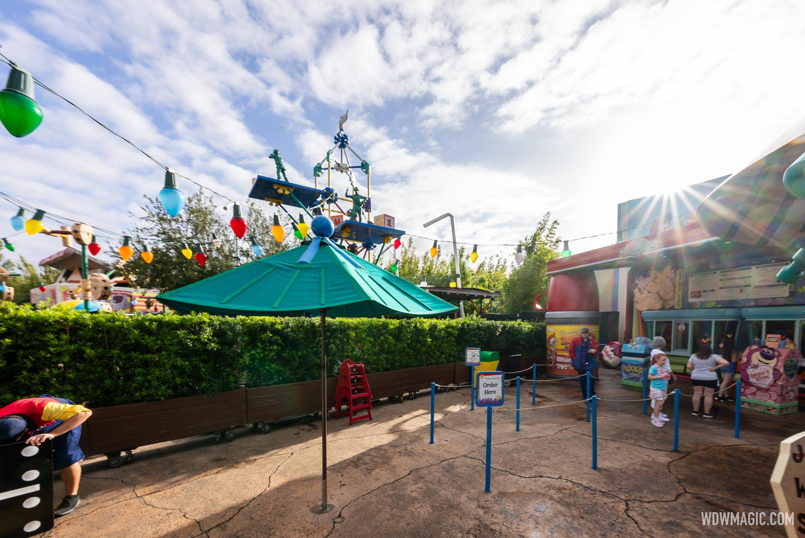 Woody's Lunch Box seating area construction - October 23, 2024