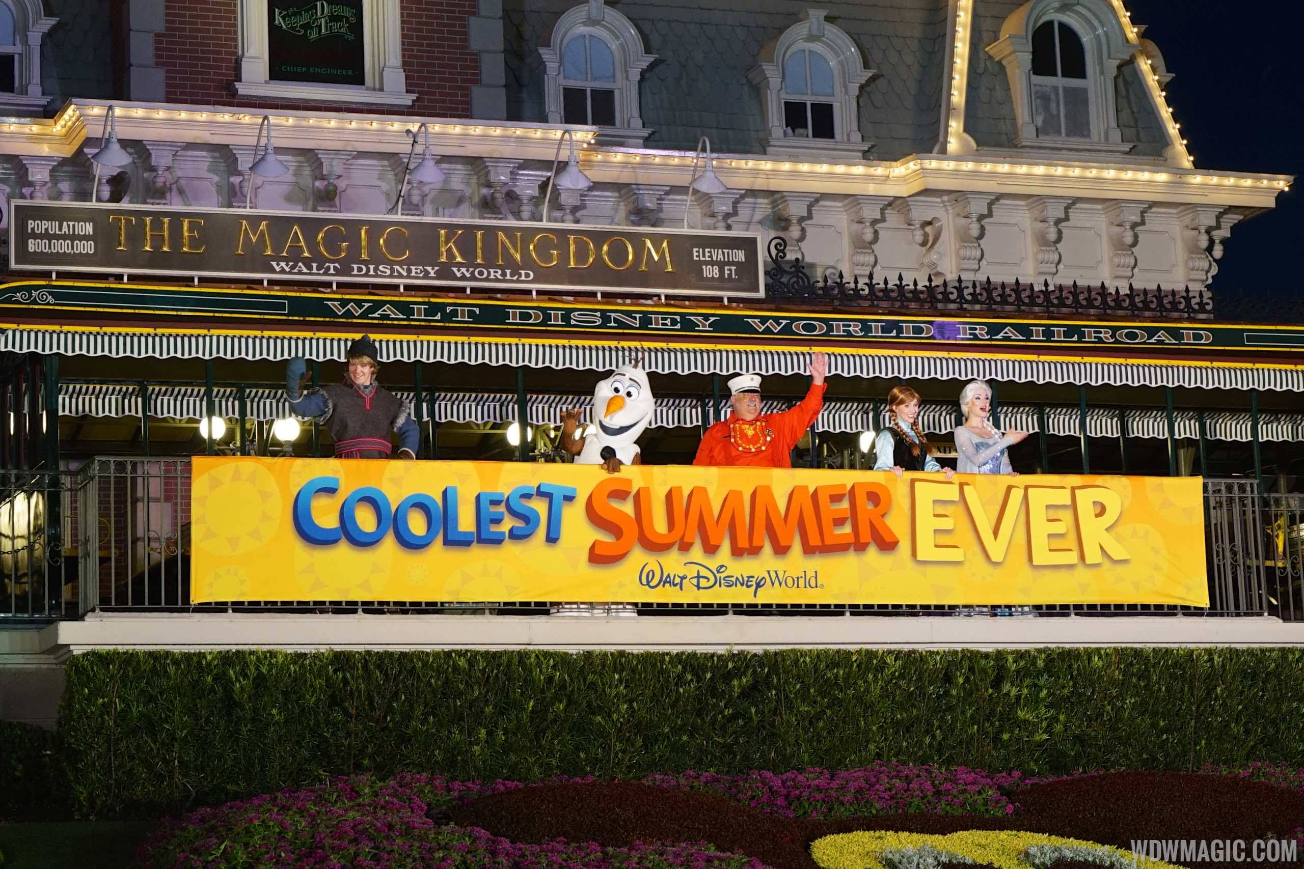 VIDEO - Anna, Elsa, Olaf and Kristoff welcome guests to the Magic Kingdom 24 hour 'Coolest Summer Ever' event