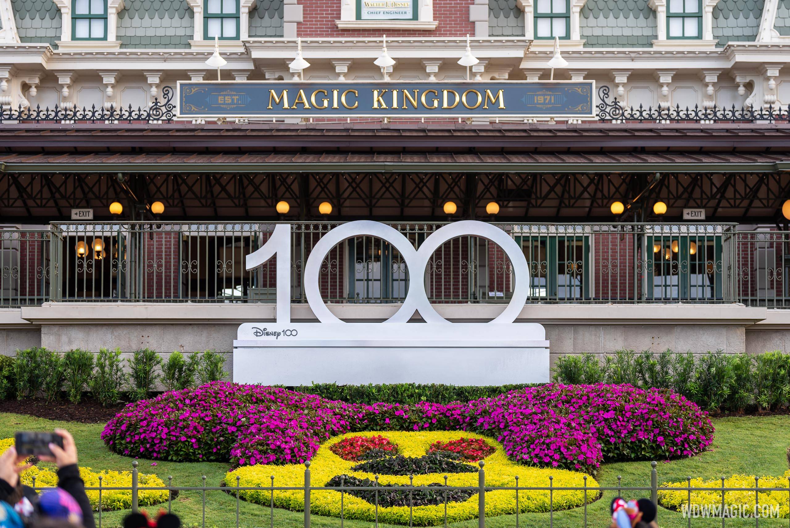 Disney100 main entrance decor at Magic Kingdom