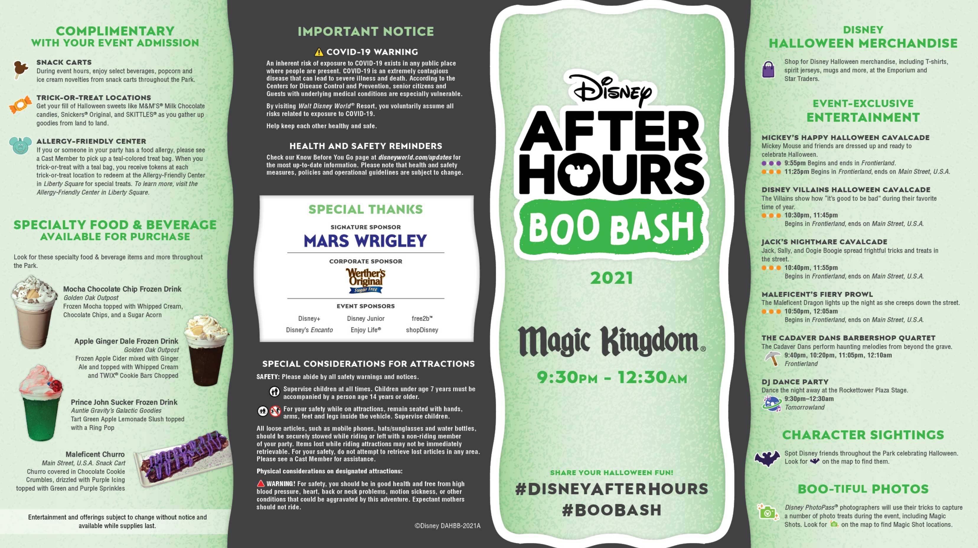 Disney After Hours BOO BASH Guide Map