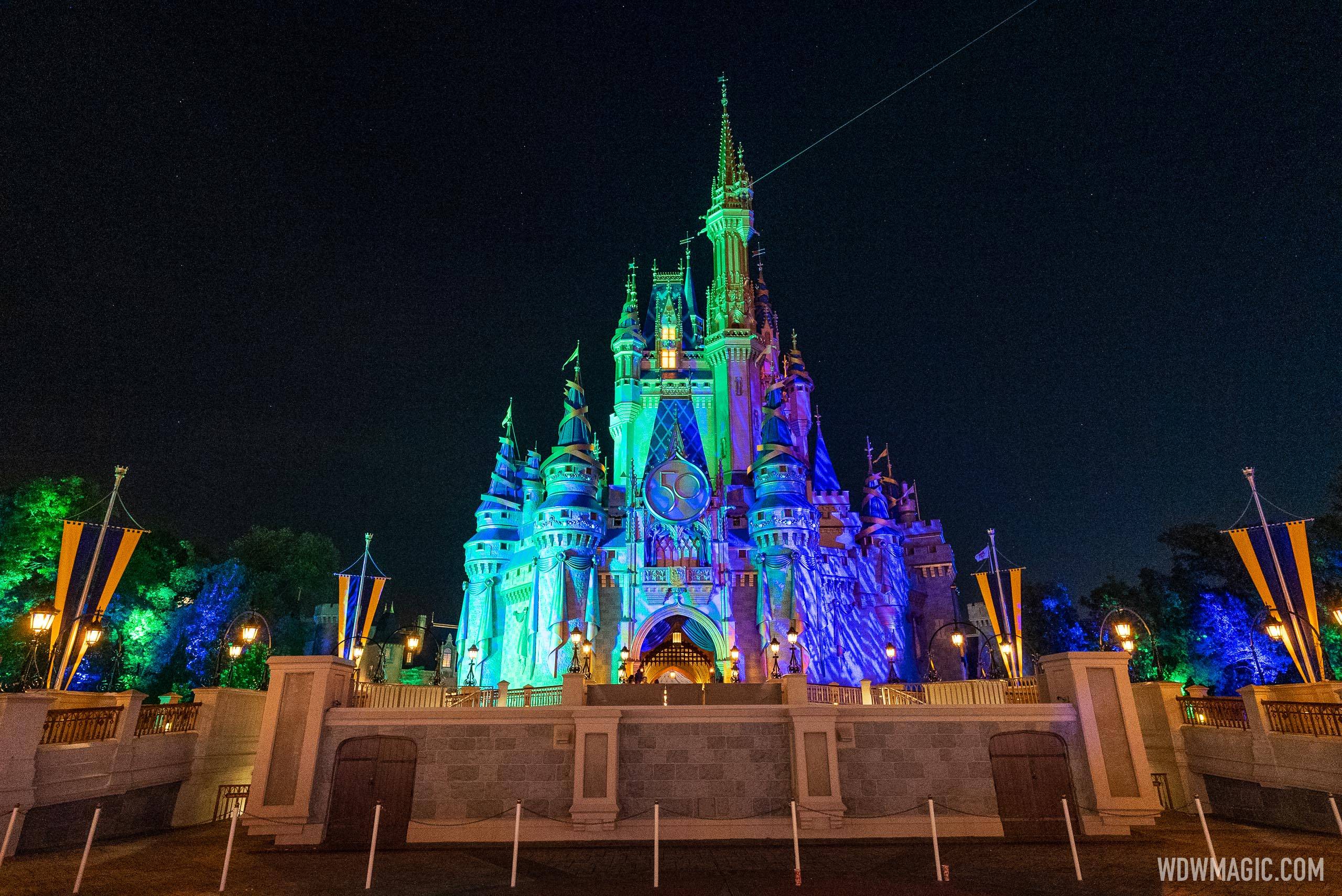 Cinderella Castle lighting during Disney After Hours BOO BASH