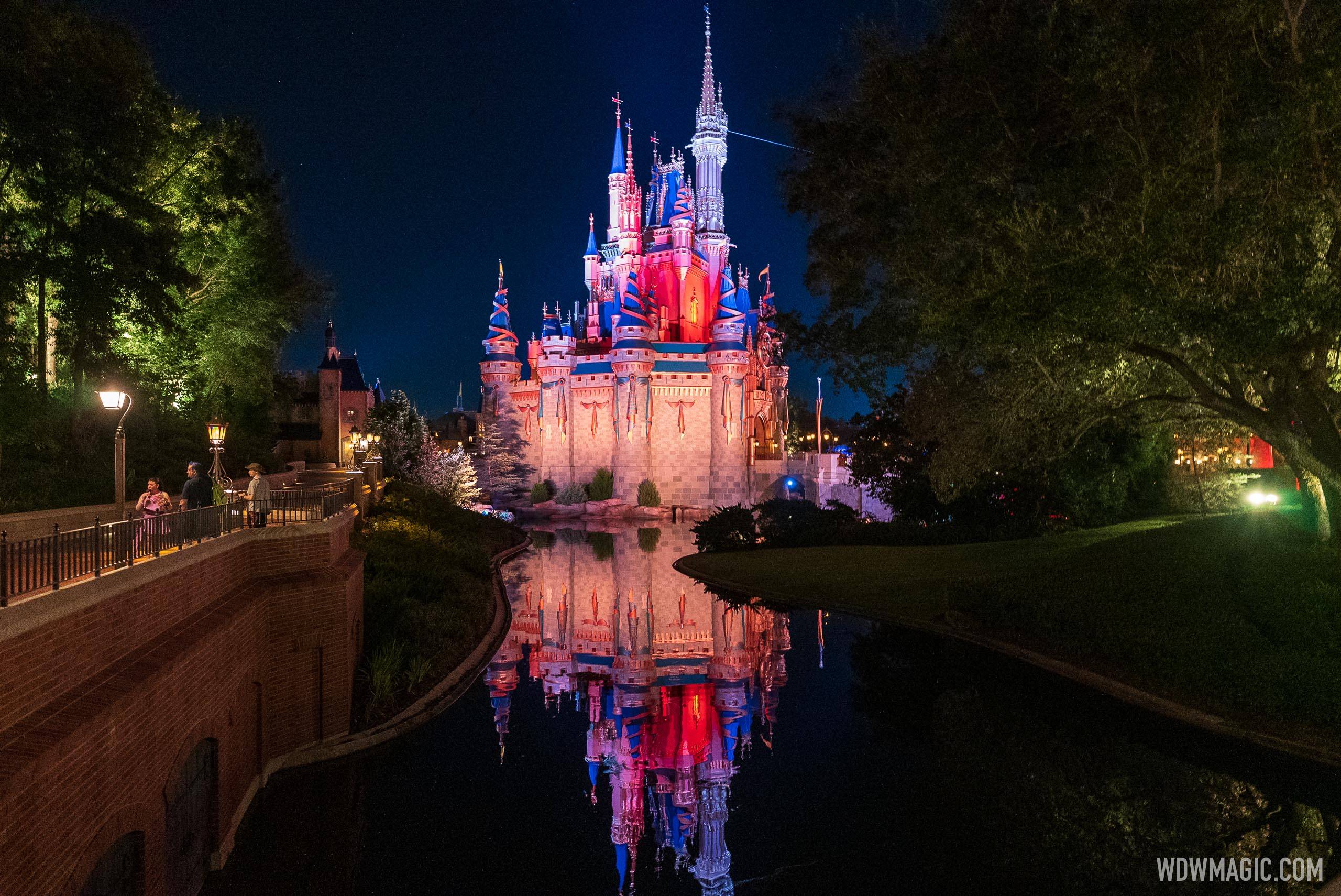 Cinderella Castle lit during Disney After Hours BOO BASH