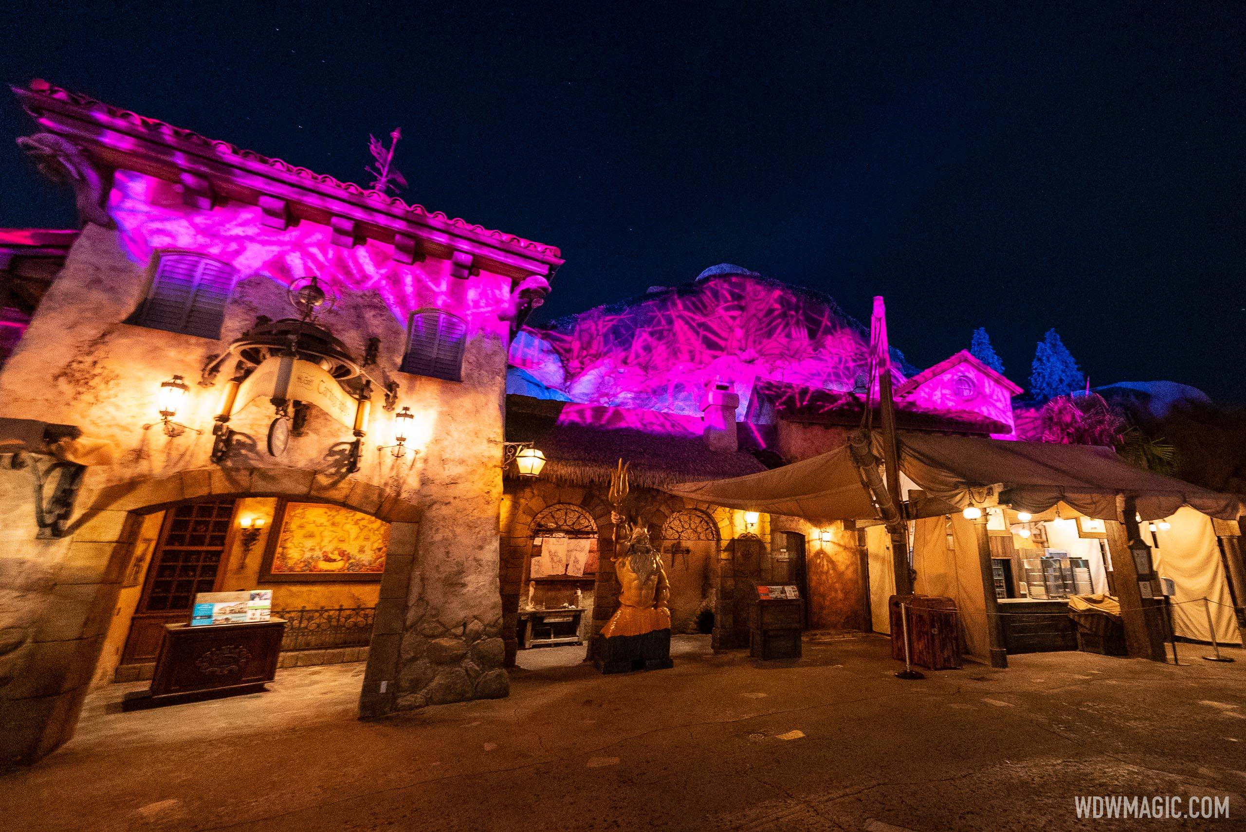 Lighting effects in Fantasyland during Disney After Hours BOO BASH
