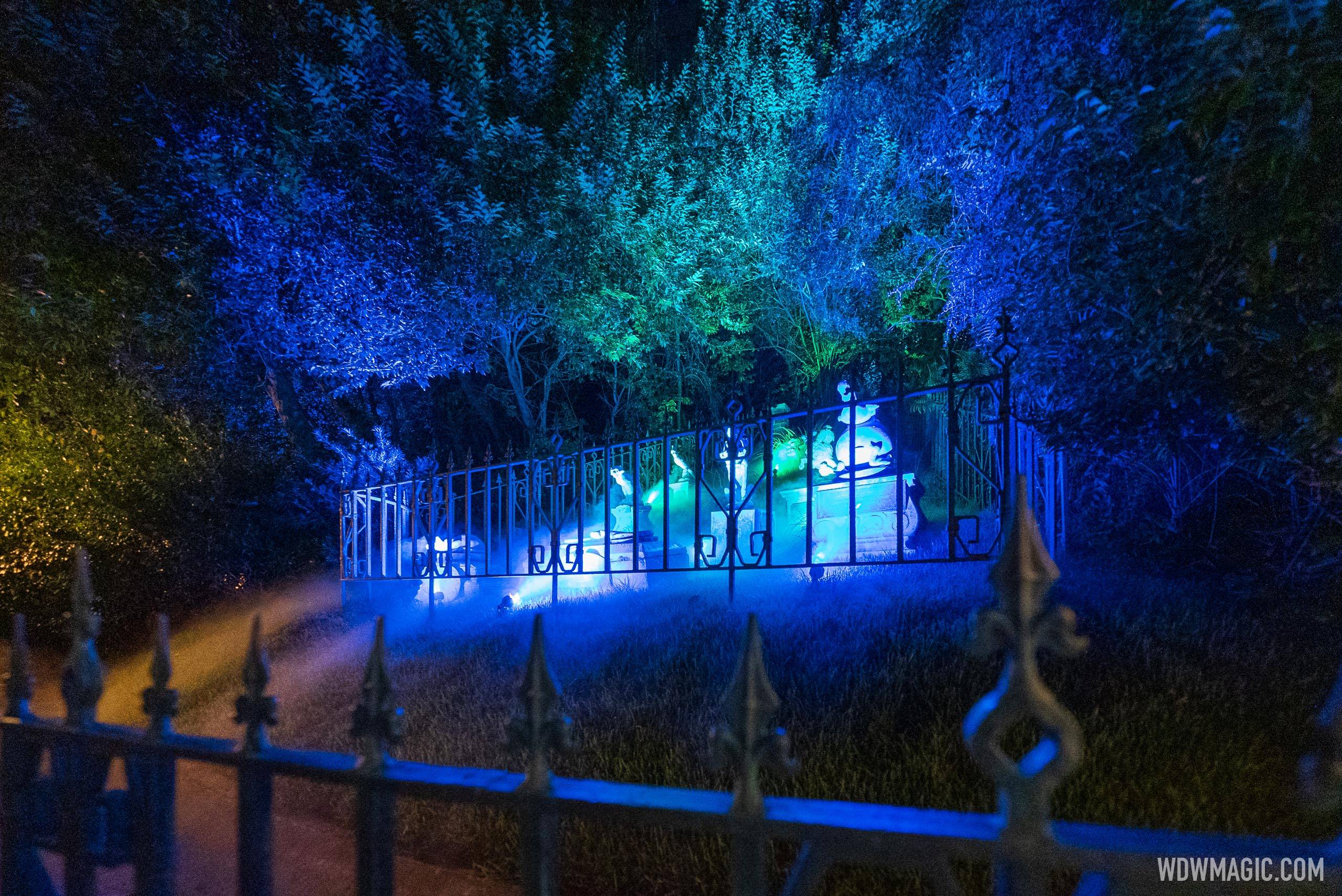 Special lighting at the Haunted Mansion Pet Cemetery