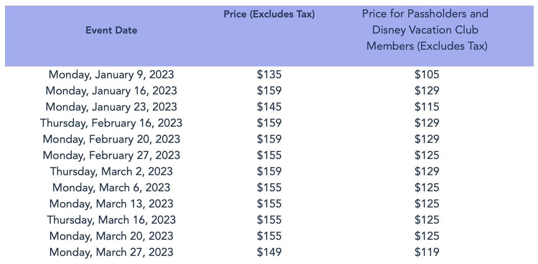 Disney After Hours 2023 pricing