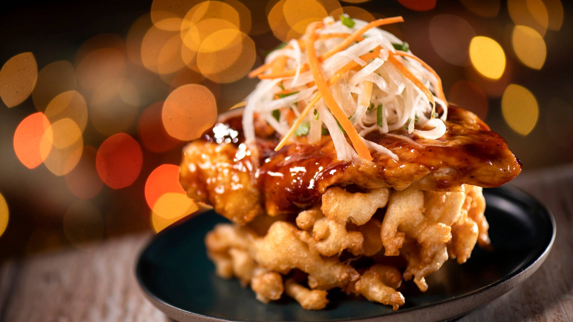 Spicy Korean Chicken Funnel Cake
