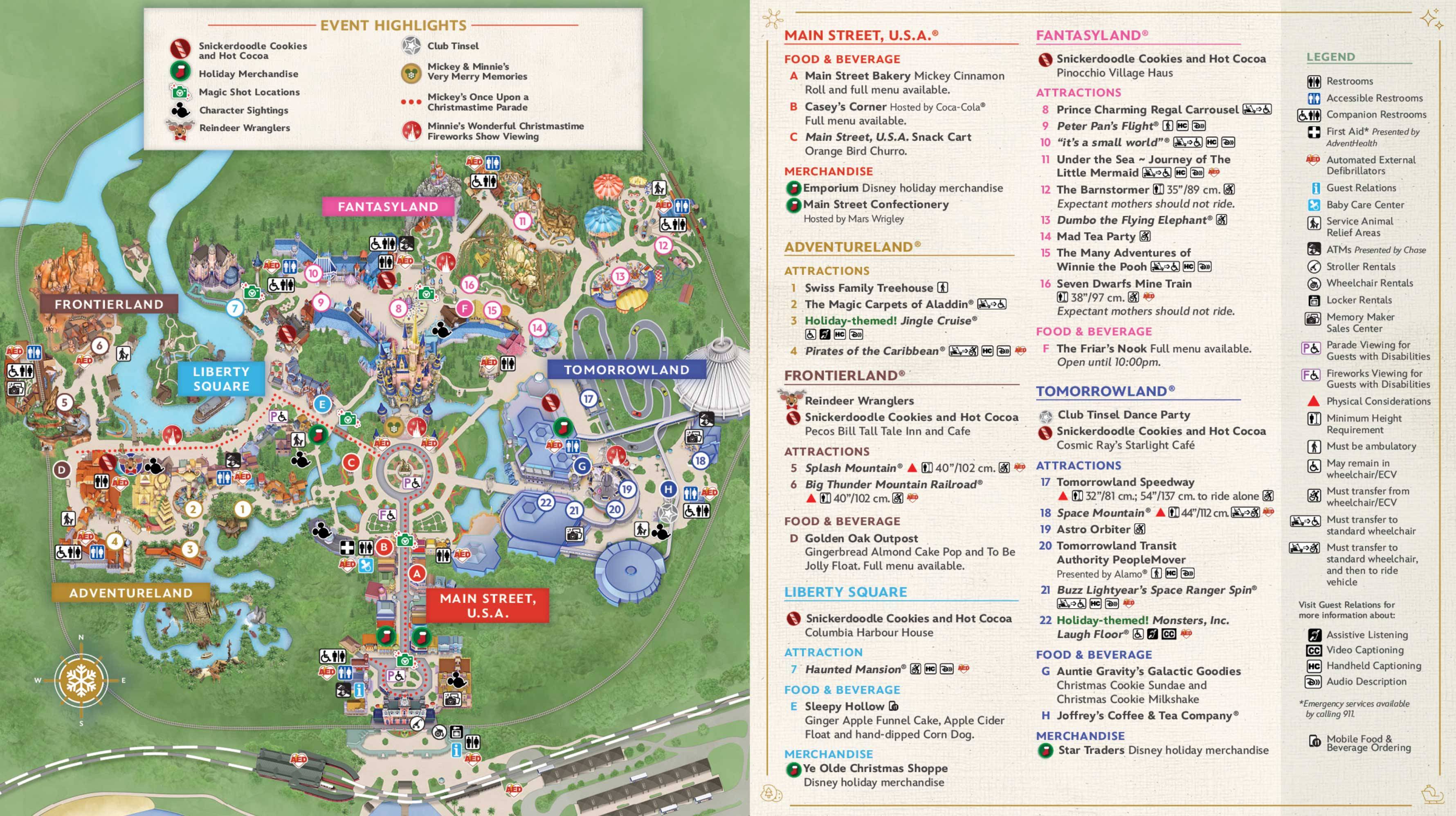 'Disney Very Merriest After Hours' guide map for the Magic Kingdom ticketed event