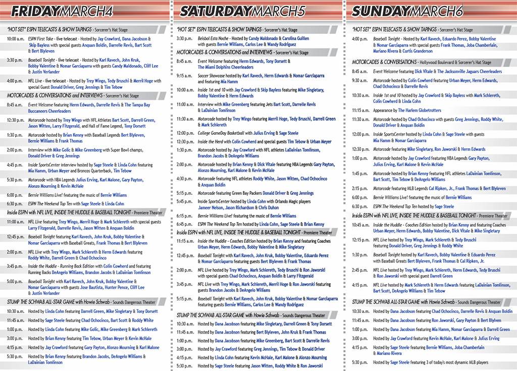 2011 ESPN The Weekend guide map and schedule