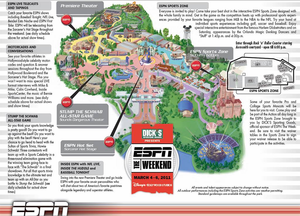 2011 ESPN The Weekend guide map and schedule