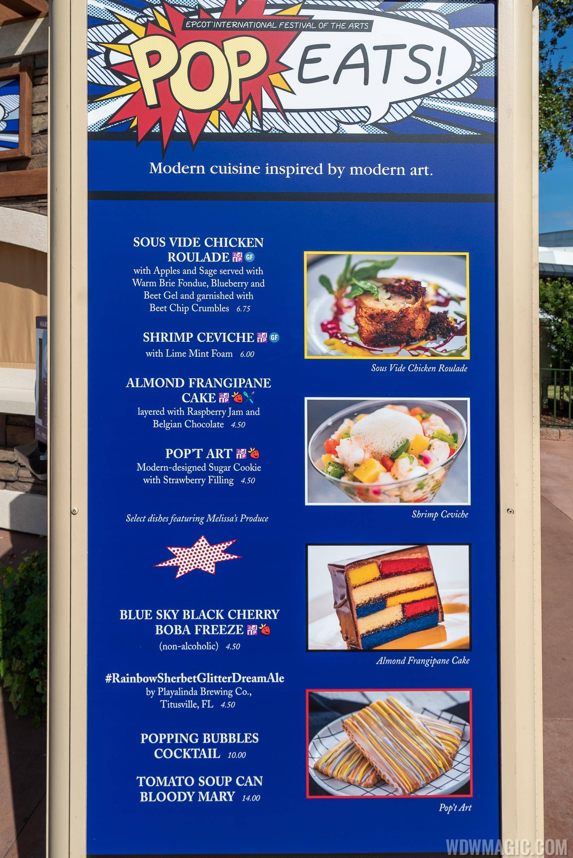2020 Epcot Festival of the Arts Food Studio kiosks and menus