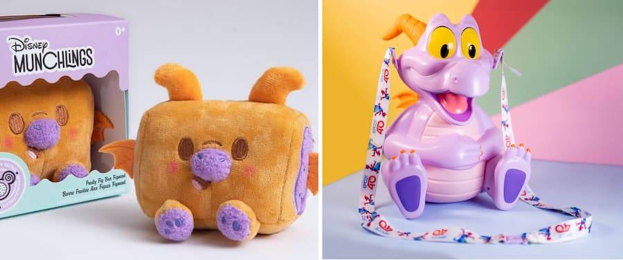 The 2023 Figment popcorn bucket with new EPCOT 40th strap