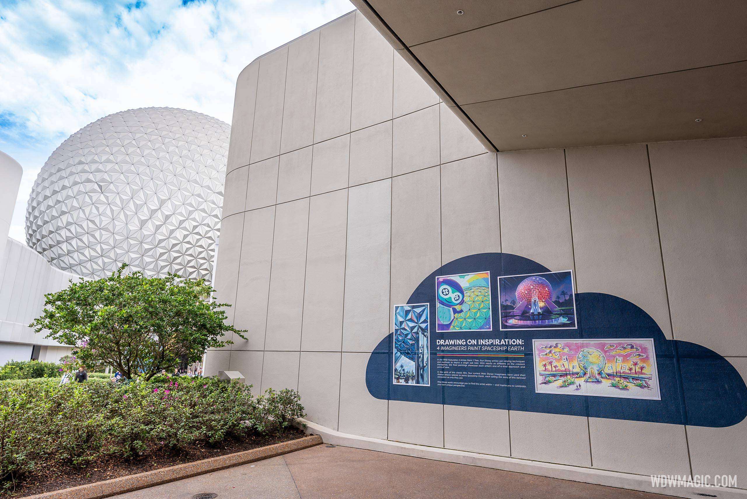 'Drawing on Inspiration: 4 Imagineers Paint Spaceship Earth' mural