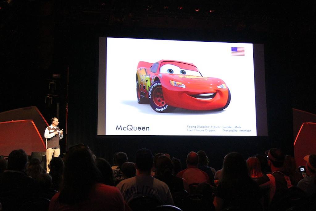 Jay Ward showing some artwork from Cars 2