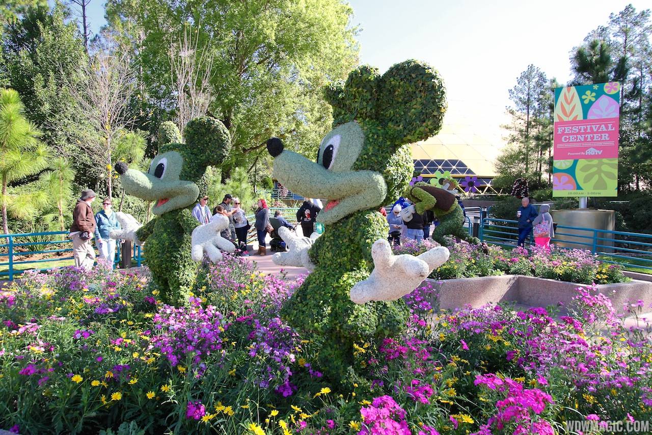2013 Epcot Flower and Garden Festival - Mickey and Minnie topiary at the Festival Center