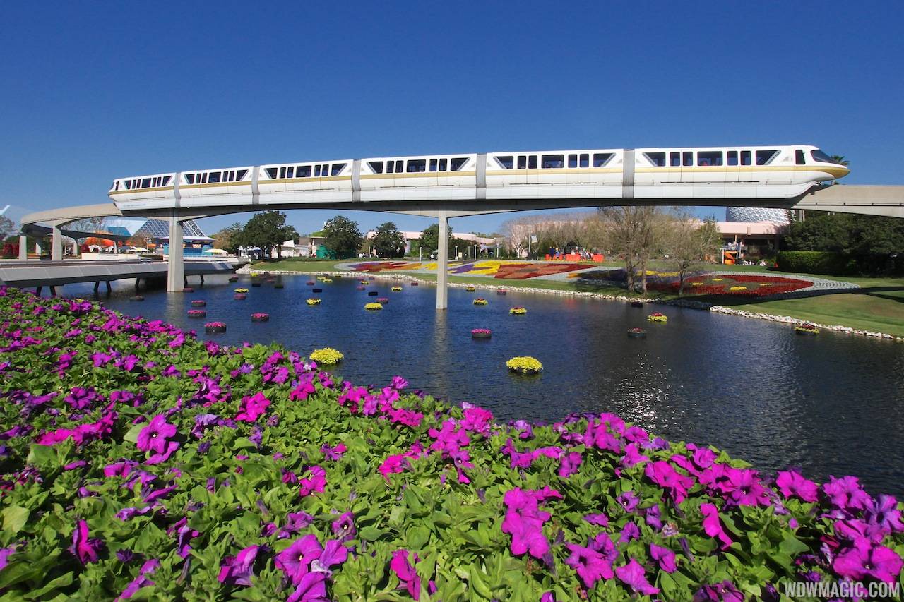 2013 Epcot Flower and Garden Festival - Floating Gardens and monorail