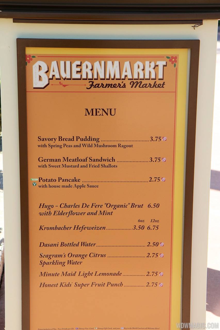 2013 Epcot Flower and Garden Festival - Garden Marketplace - Bauernmarket menu