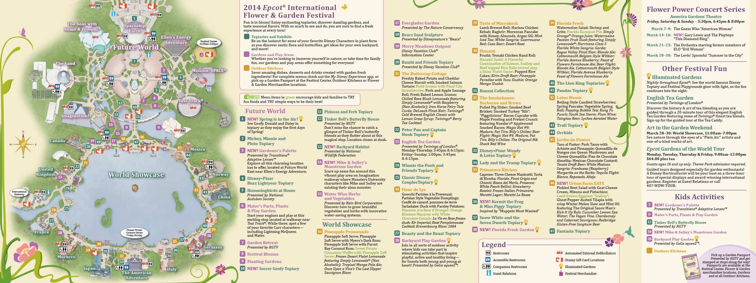 2014 Epcot Flower and Garden Festival guide map