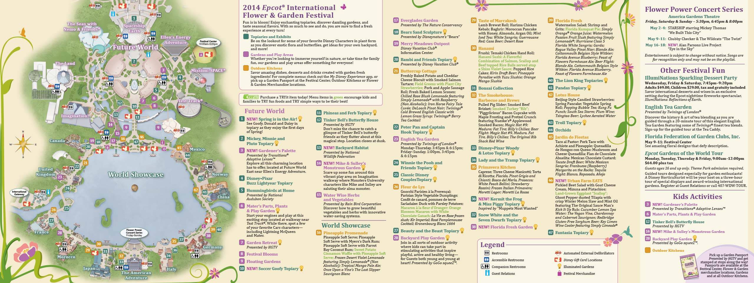 2014 Epcot Flower and Garden Festival guide map May edition