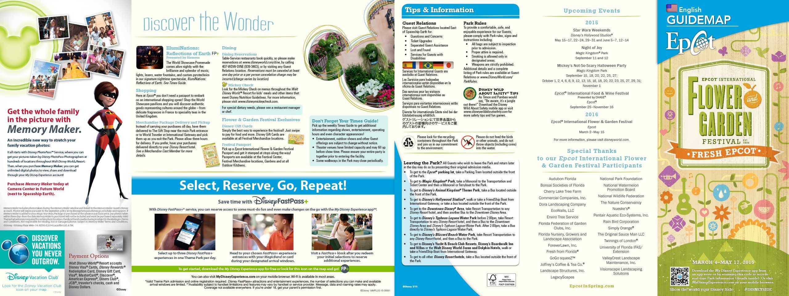 2015 Epcot Flower and Garden Festival guide map