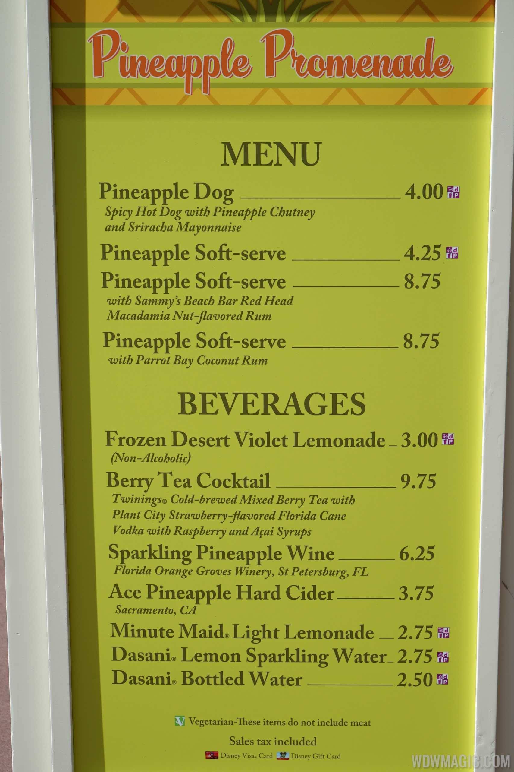 2015 Epcot Flower and Garden Festival Outdoor Kitchen - Pineapple Promenade menu
